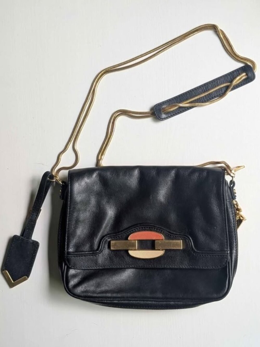 Treesje Black Soft Leather Crossbody Bag, Y2K boho chic it-bag 2000s